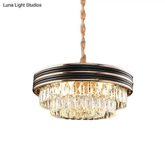 Black Modern Crystal Chandelier Pendant - 18/21.5 Width 9/11-Head And Drop Lamp Ideal For Table