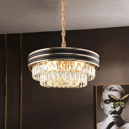 Black Crystal Chandelier Pendant - Modern 9/11-Head Drop Lamp For Table 18’/21.5’ W / 18’