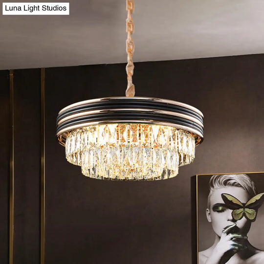 Black Modern Crystal Chandelier Pendant - 18/21.5 Width 9/11-Head And Drop Lamp Ideal For Table