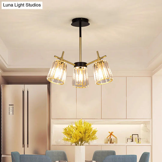 Black Crystal Cylinder Ceiling Lamp Contemporary Chandelier Light (6/8/10 Heads) Wide Range Of Sizes