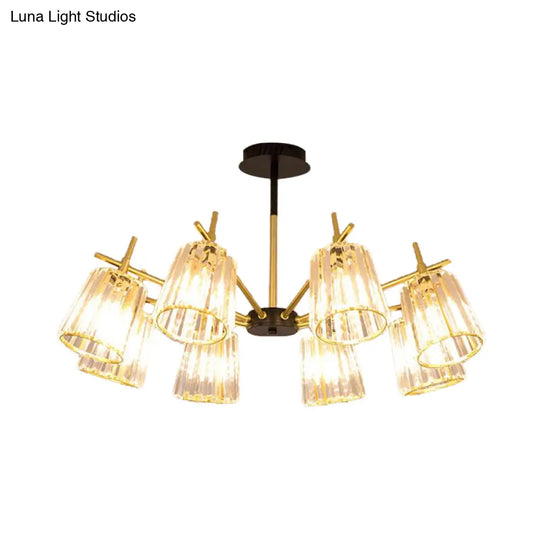 Black Crystal Cylinder Ceiling Lamp Contemporary Chandelier Light (6/8/10 Heads) Wide Range Of Sizes