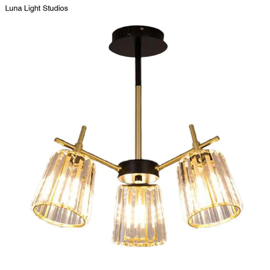 Black Crystal Cylinder Ceiling Lamp Contemporary Chandelier Light (6/8/10 Heads) Wide Range Of Sizes