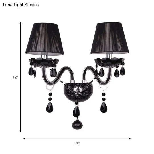 Black Crystal Wall Sconce With Elegant Candle-Style Arm