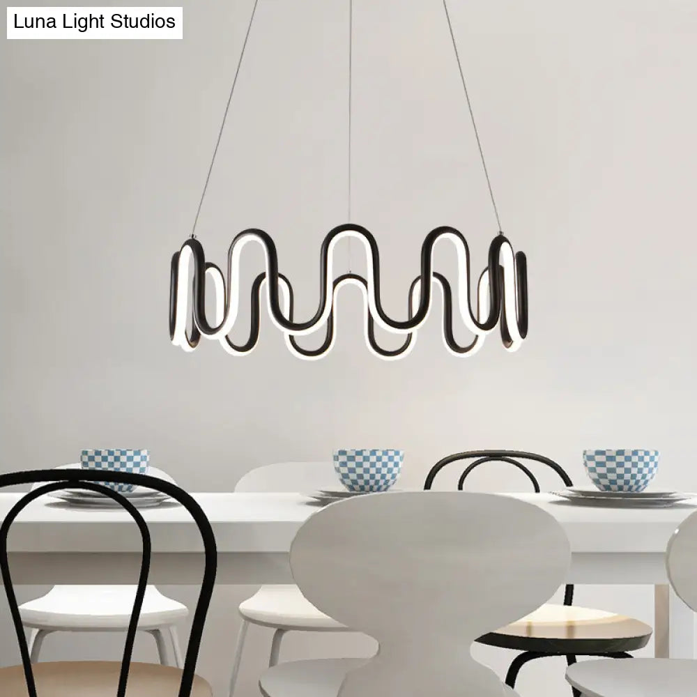 Black Curved Led Chandelier Pendant - Simple Design 1/2/3-Head Acrylic Suspension Warm/White Light