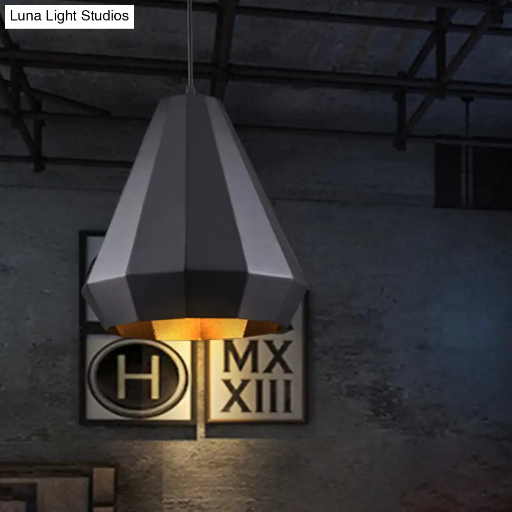 Black Metal Diamond Suspension Pendant - 1-Light Farmhouse Ceiling Lamp For Coffee Shops / B