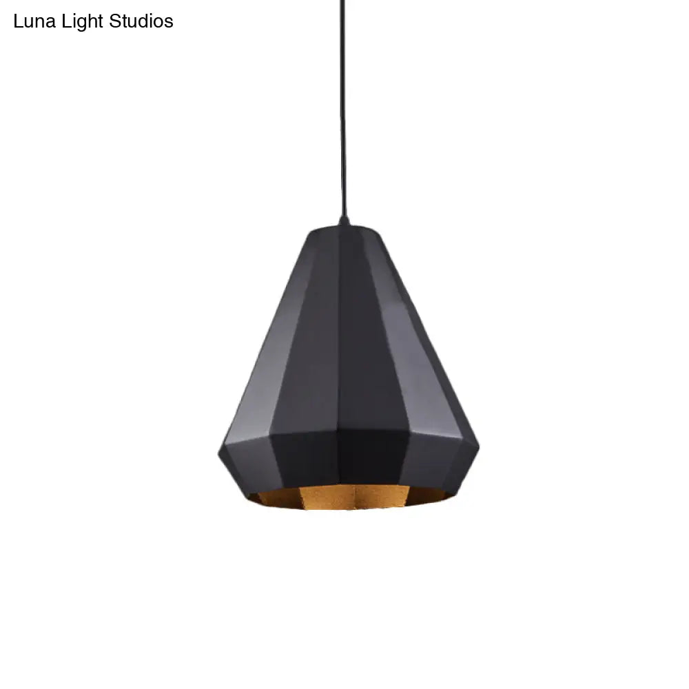 Black Diamond Metal Suspension Pendant: Farmhouse Ceiling Lamp 1 Light For Coffee Shops