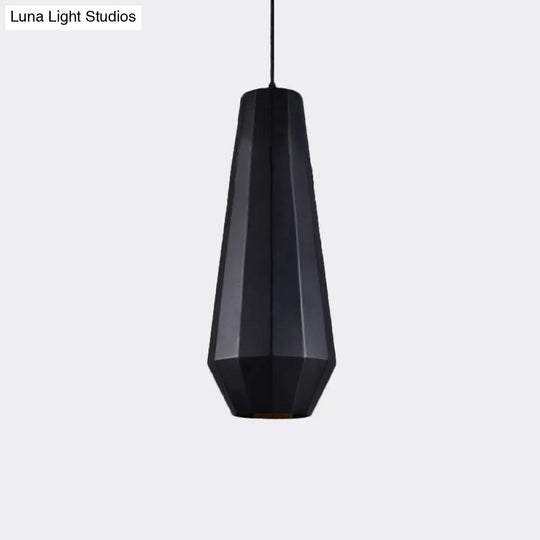 Black Metal Diamond Suspension Pendant - 1-Light Farmhouse Ceiling Lamp For Coffee Shops