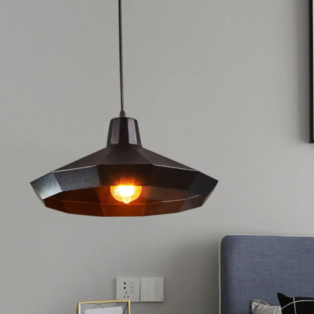 Black Diamond Metal Suspension Pendant: Farmhouse Ceiling Lamp 1 Light For Coffee Shops / A