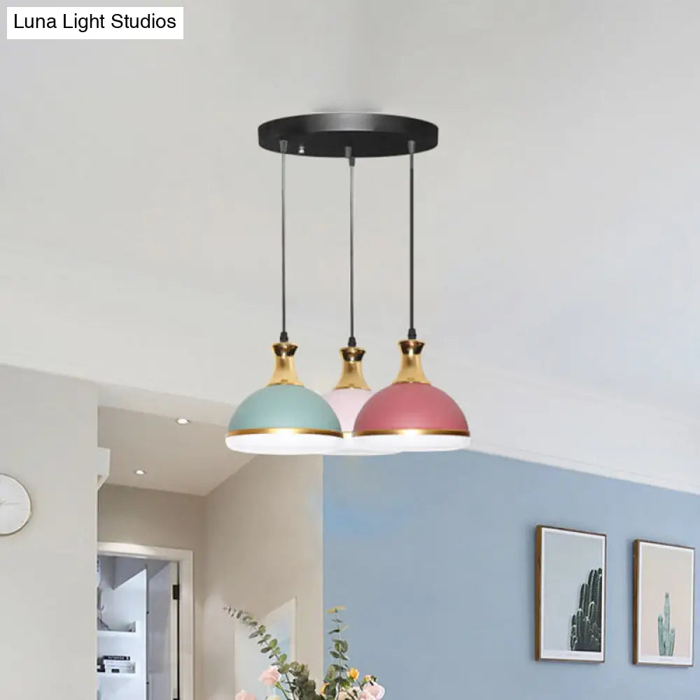 Metal Hanging Light Kit - Simple 3-Bulb Cluster Pendant Lamp In Black Finish For Dining Table