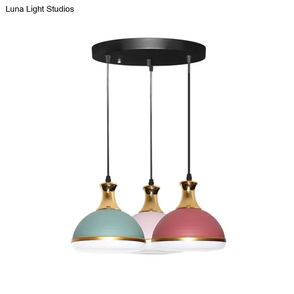 Metal Hanging Light Kit - Simple 3-Bulb Cluster Pendant Lamp In Black Finish For Dining Table