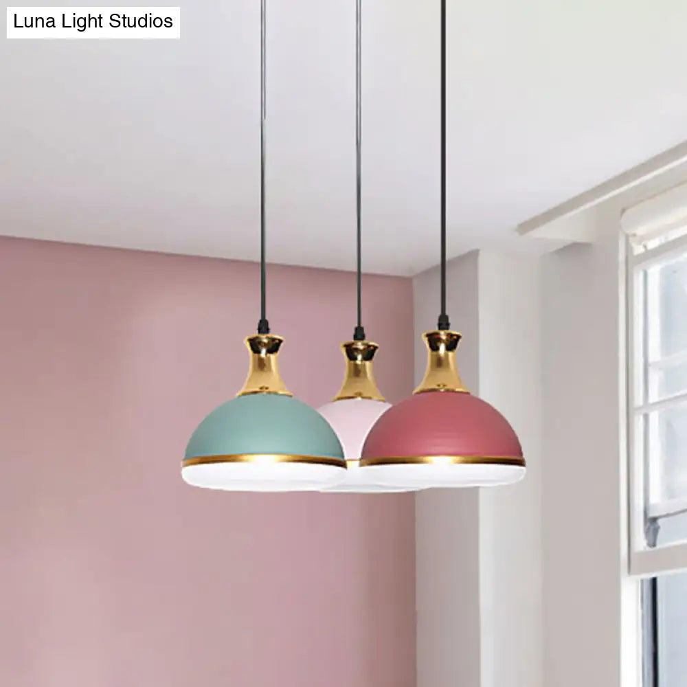 Metal Hanging Light Kit - Simple 3-Bulb Cluster Pendant Lamp In Black Finish For Dining Table