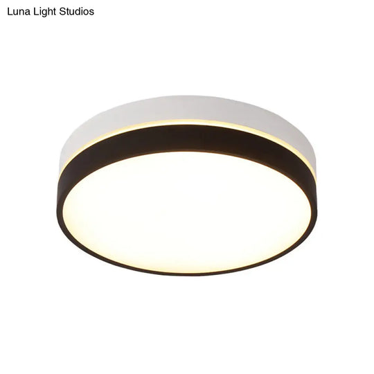 Black Drum Flush Mount Lamp: Nordic Acrylic Shade Led Ceiling Light For Living Room