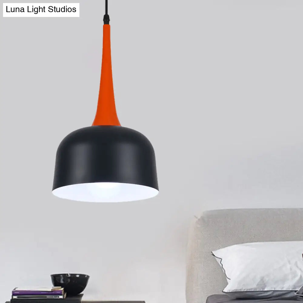 Black Drum Pendant Light - Metal Suspension Lamp For Dining Room 1-Light Kit