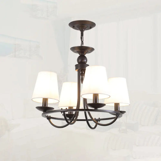 Black Fabric Led Chandelier Light: Classic Tapered Drum Design For Living Room 4 /