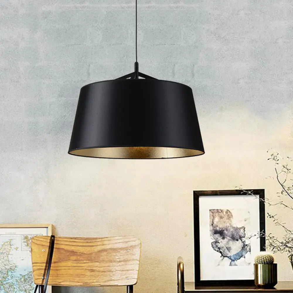 Black Fabric Pendant Light Kit For Rural Dining Rooms - 1-Bulb 16.5/23.5 Wide / 16.5