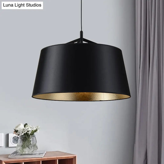 Black Fabric Pendant Light Kit For Rural Dining Rooms - 1-Bulb 16.5/23.5 Wide