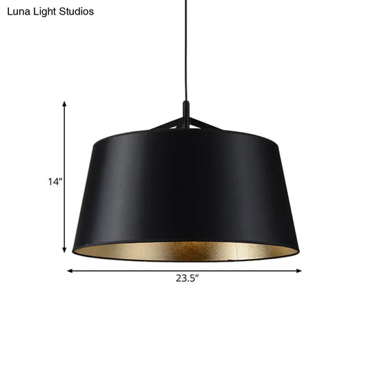 Black Fabric Pendant Light Kit For Rural Dining Rooms - 1-Bulb 16.5/23.5 Wide