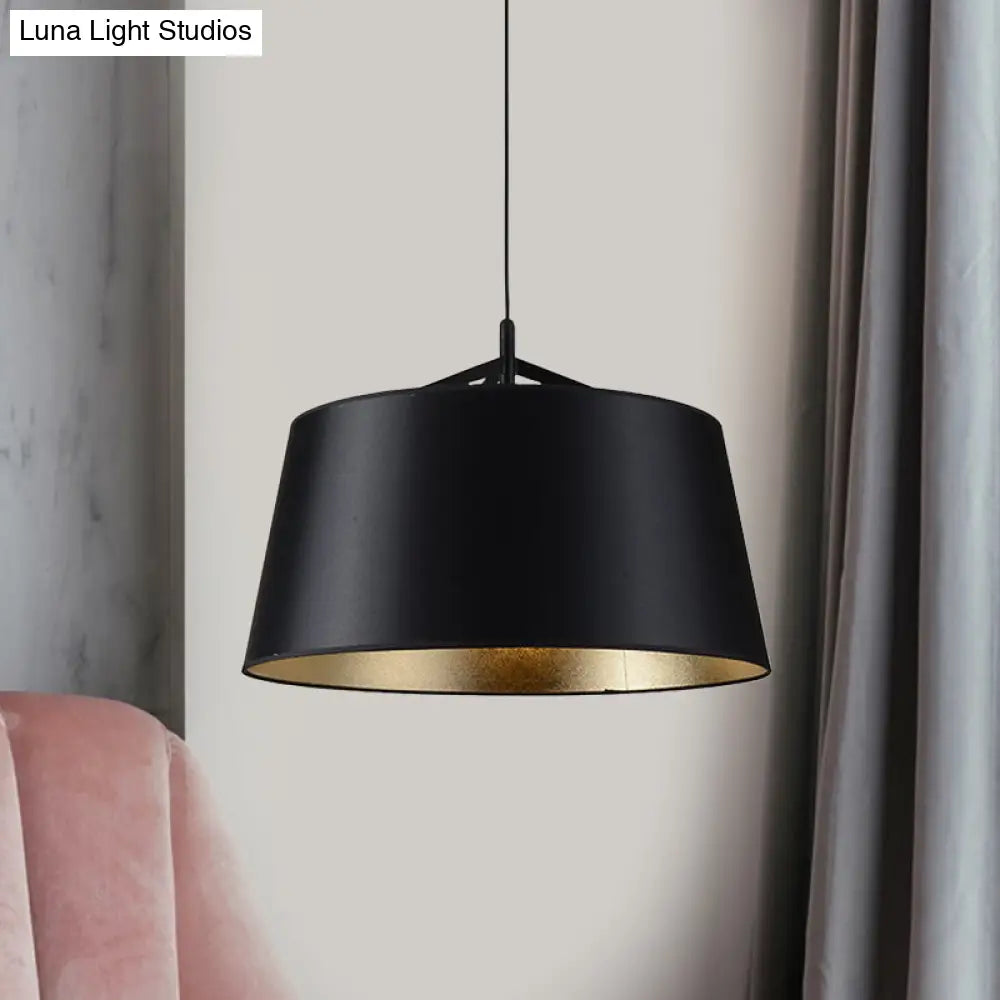 Black Fabric Pendant Light Kit For Rural Dining Rooms - 1-Bulb 16.5/23.5 Wide