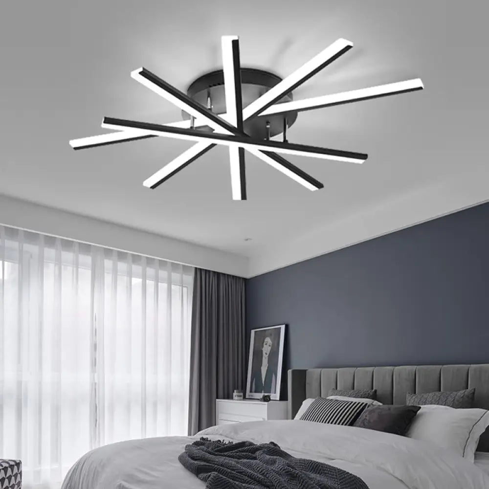 Black Fan-Shaped Led Ceiling Light For Minimalist Bedroom Decor 5 /