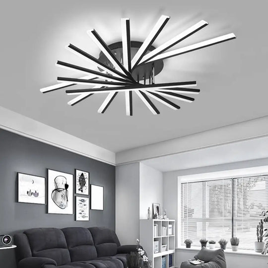 Black Fan-Shaped Led Ceiling Light For Minimalist Bedroom Decor 7 /