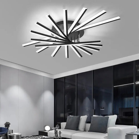 Black Fan-Shaped Led Ceiling Light For Minimalist Bedroom Decor 9 /