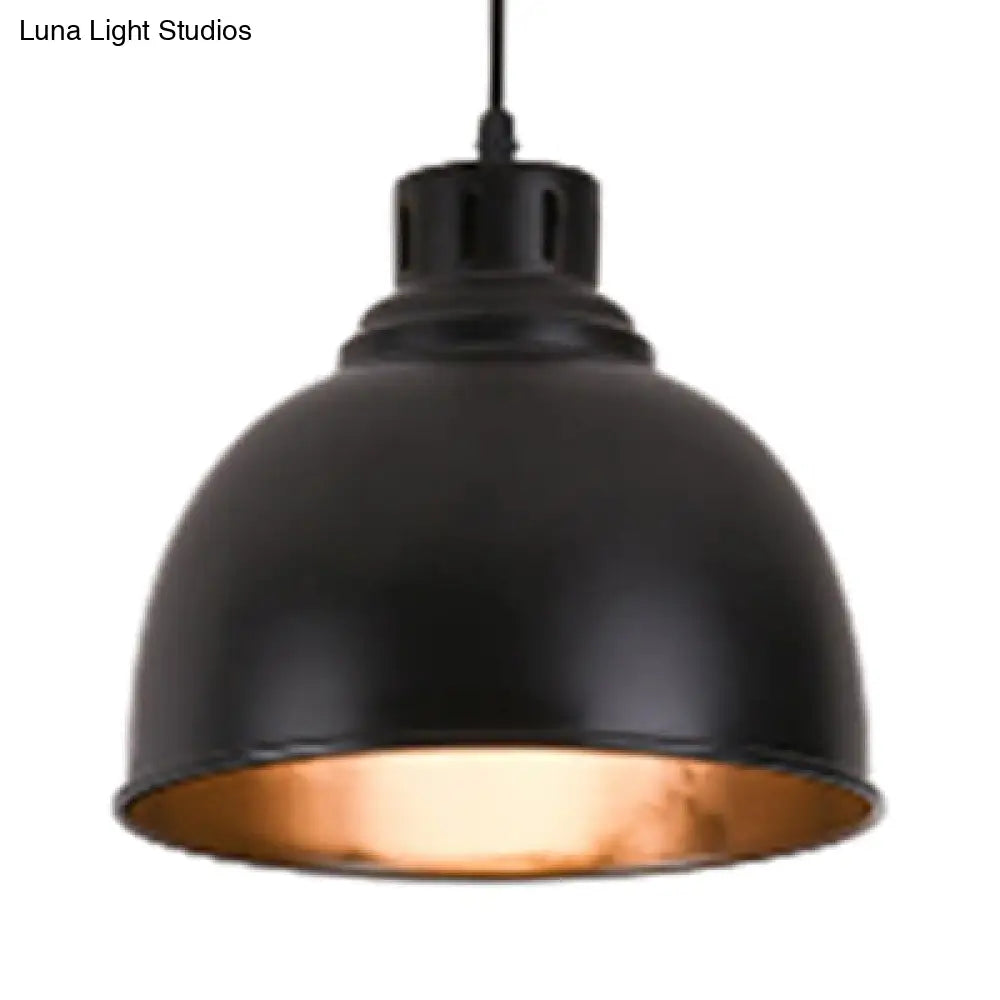 Black Farmhouse Pendant Light With Adjustable Cord And Dome Shade