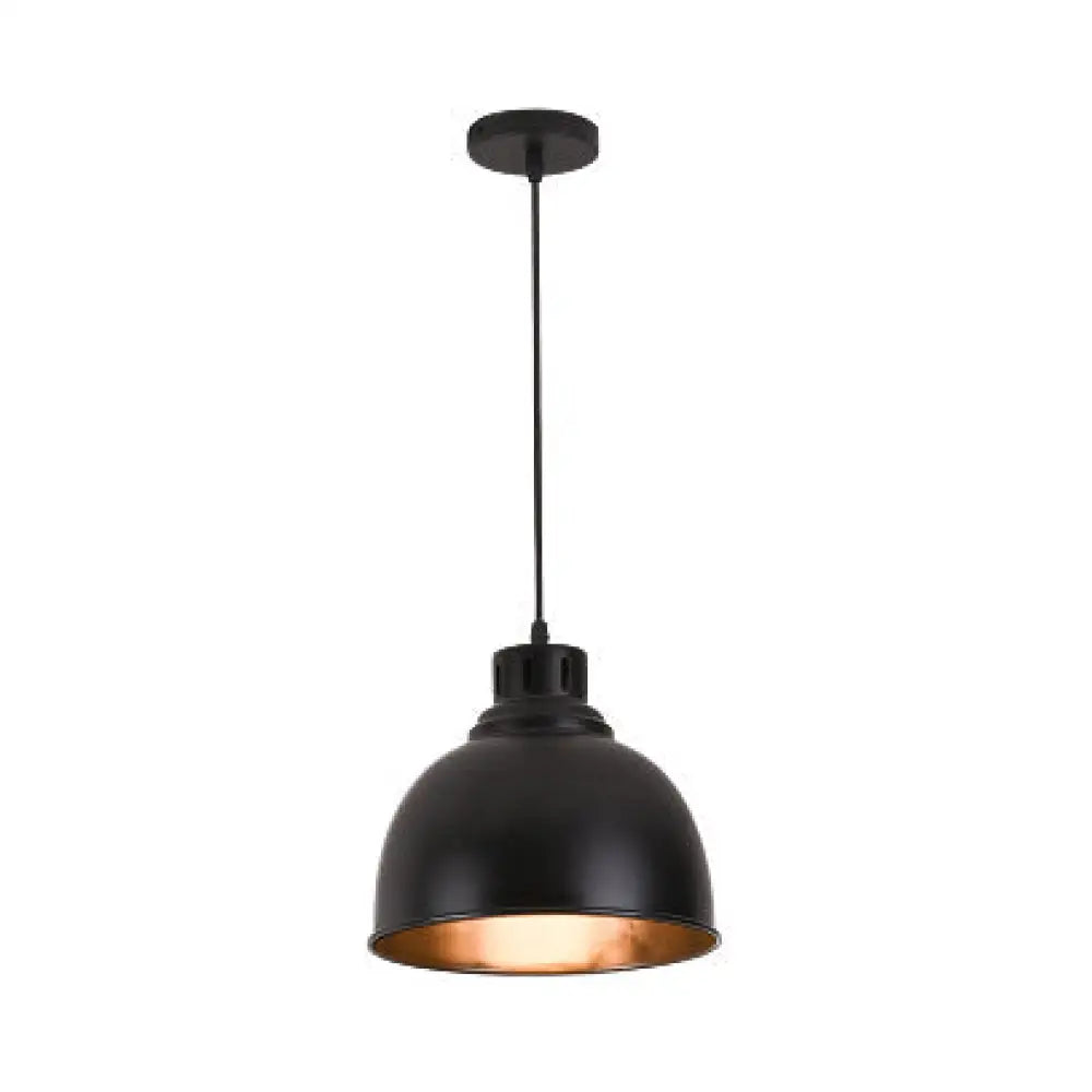 Black Farmhouse Pendant Light With Adjustable Cord And Dome Shade