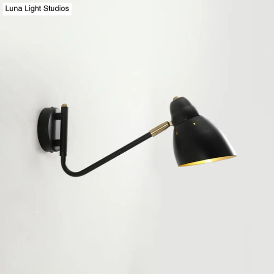 Black Farmhouse Wall Lamp With Angled Arm And Dome Shade - 1 Light Sconce