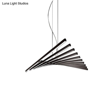 Black Fish-Bone Pendant Light - Nordic Led Metal Island Fixture