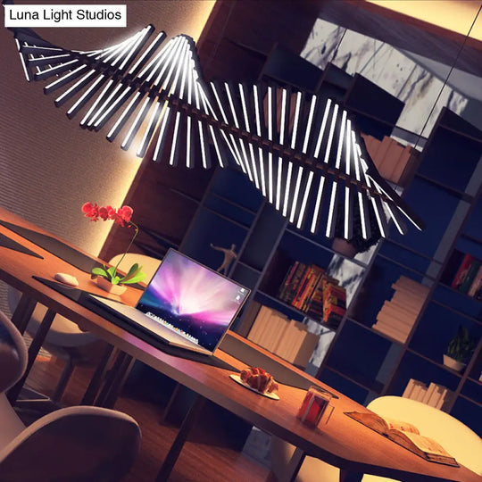 Black Fish-Bone Pendant Light - Nordic Led Metal Island Fixture