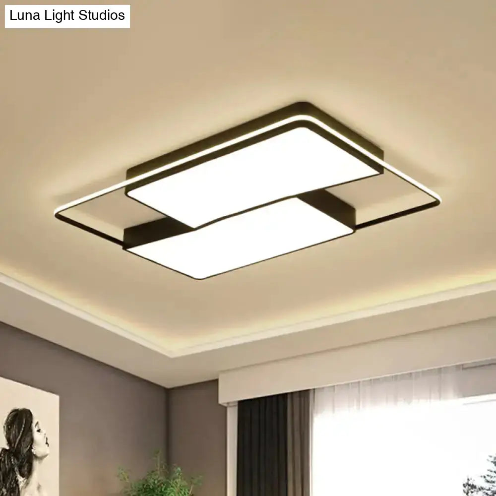 Black Flushmount Led Ceiling Light For Bedroom - Modernist Acrylic Design With/Without Remote