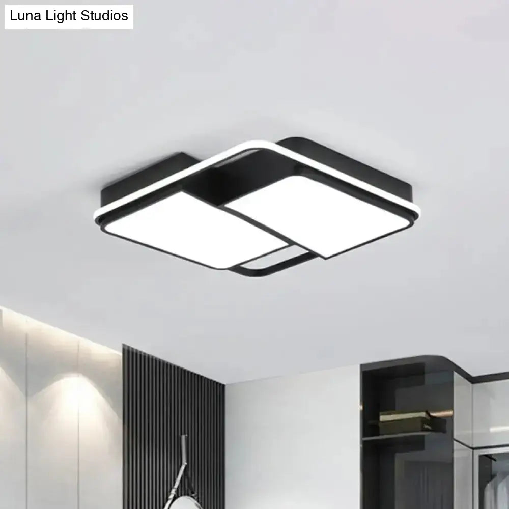 Black Flushmount Led Ceiling Light For Bedroom - Modernist Acrylic Design With/Without Remote