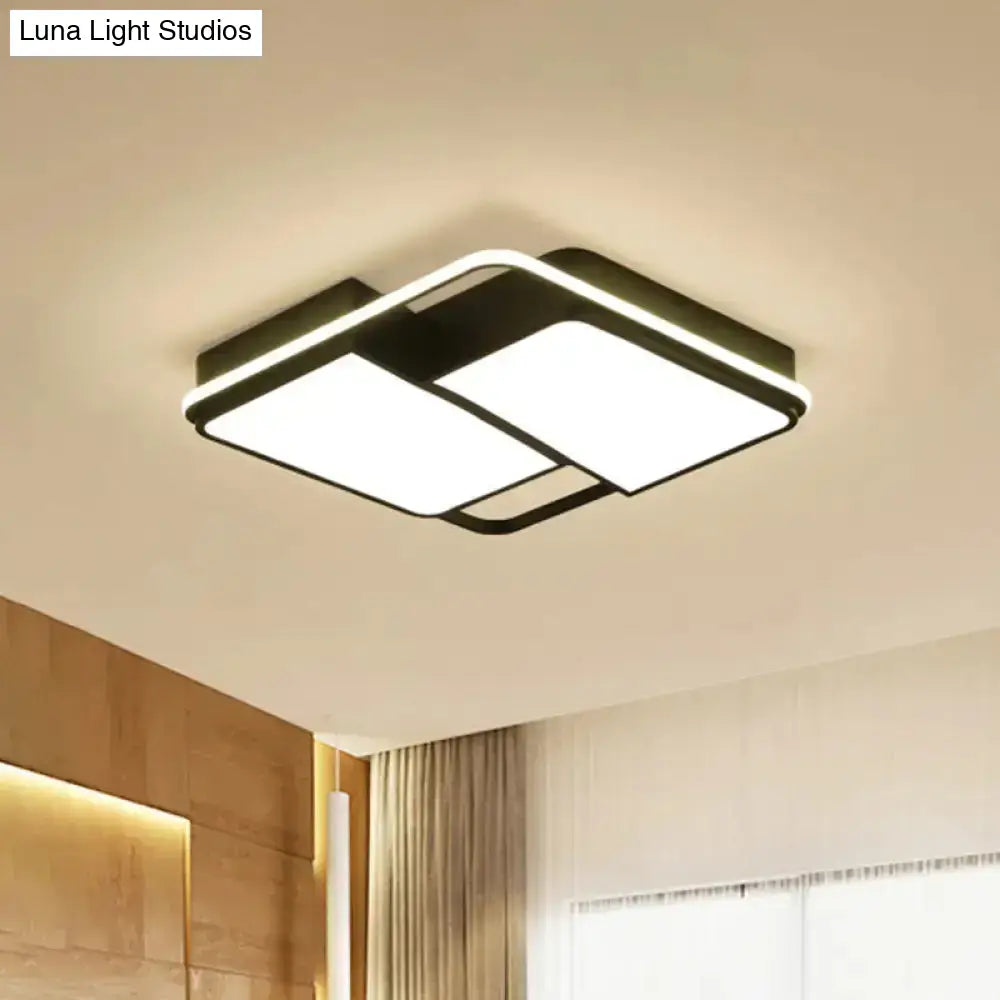 Black Flushmount Led Ceiling Light For Bedroom - Modernist Acrylic Design With/Without Remote