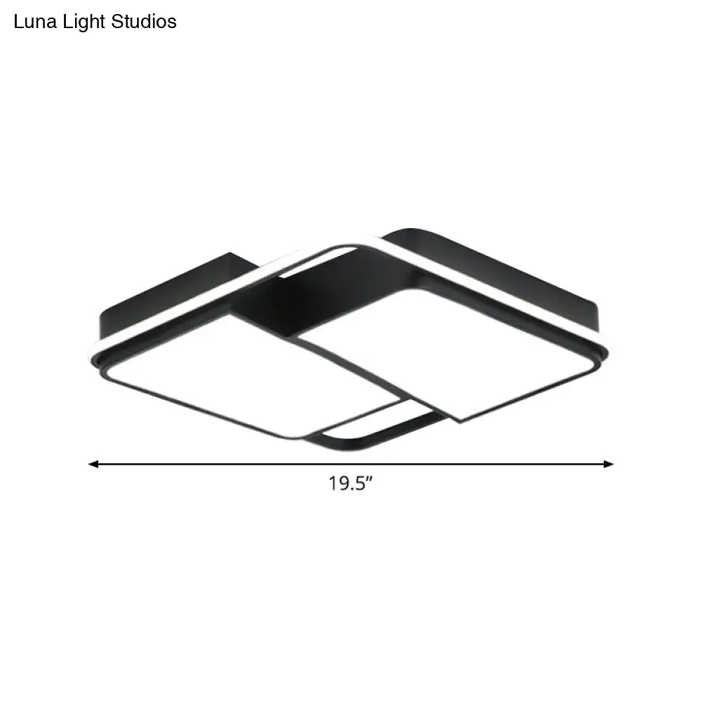 Black Flushmount Led Ceiling Light For Bedroom - Modernist Acrylic Design With/Without Remote