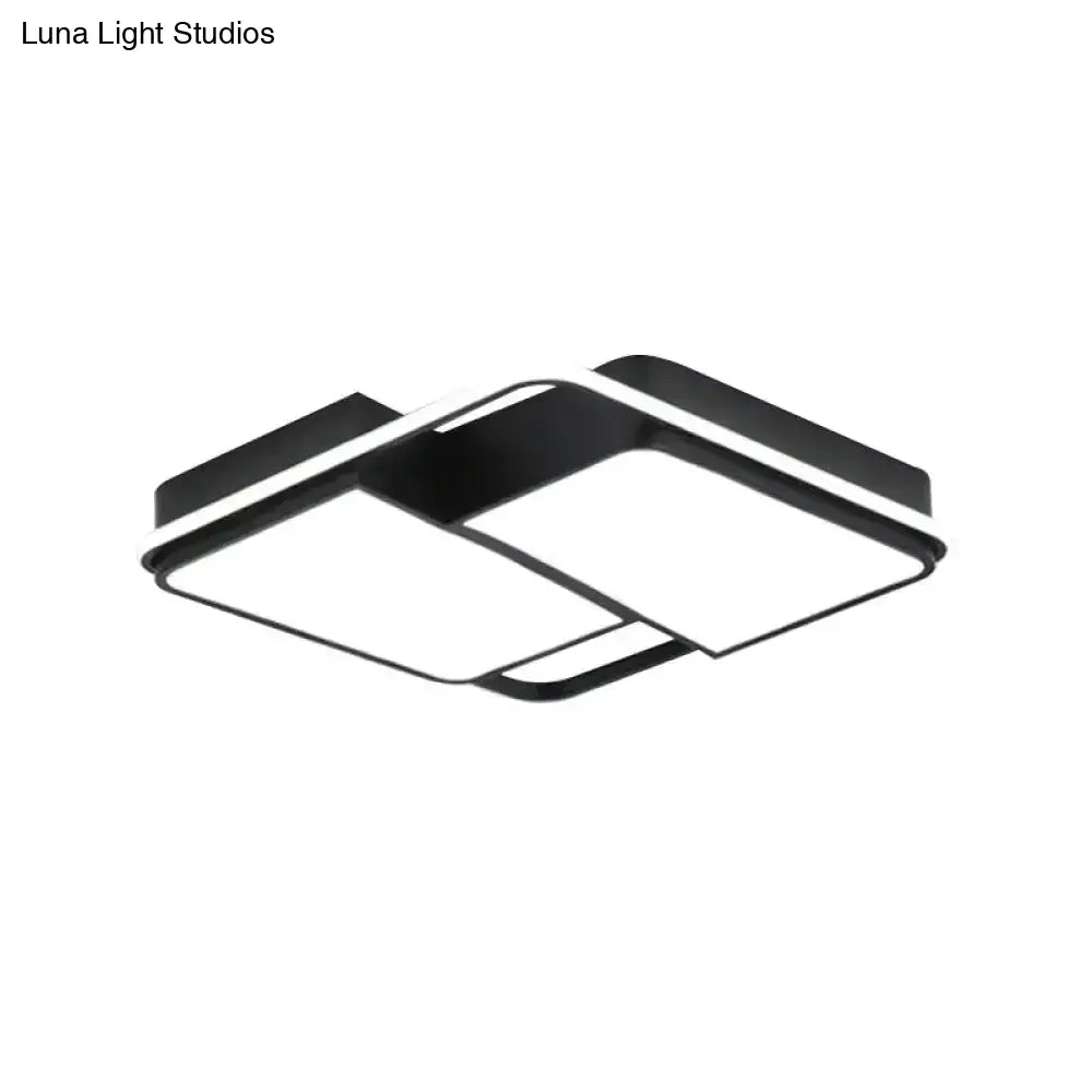 Black Flushmount Led Ceiling Light For Bedroom - Modernist Acrylic Design With/Without Remote