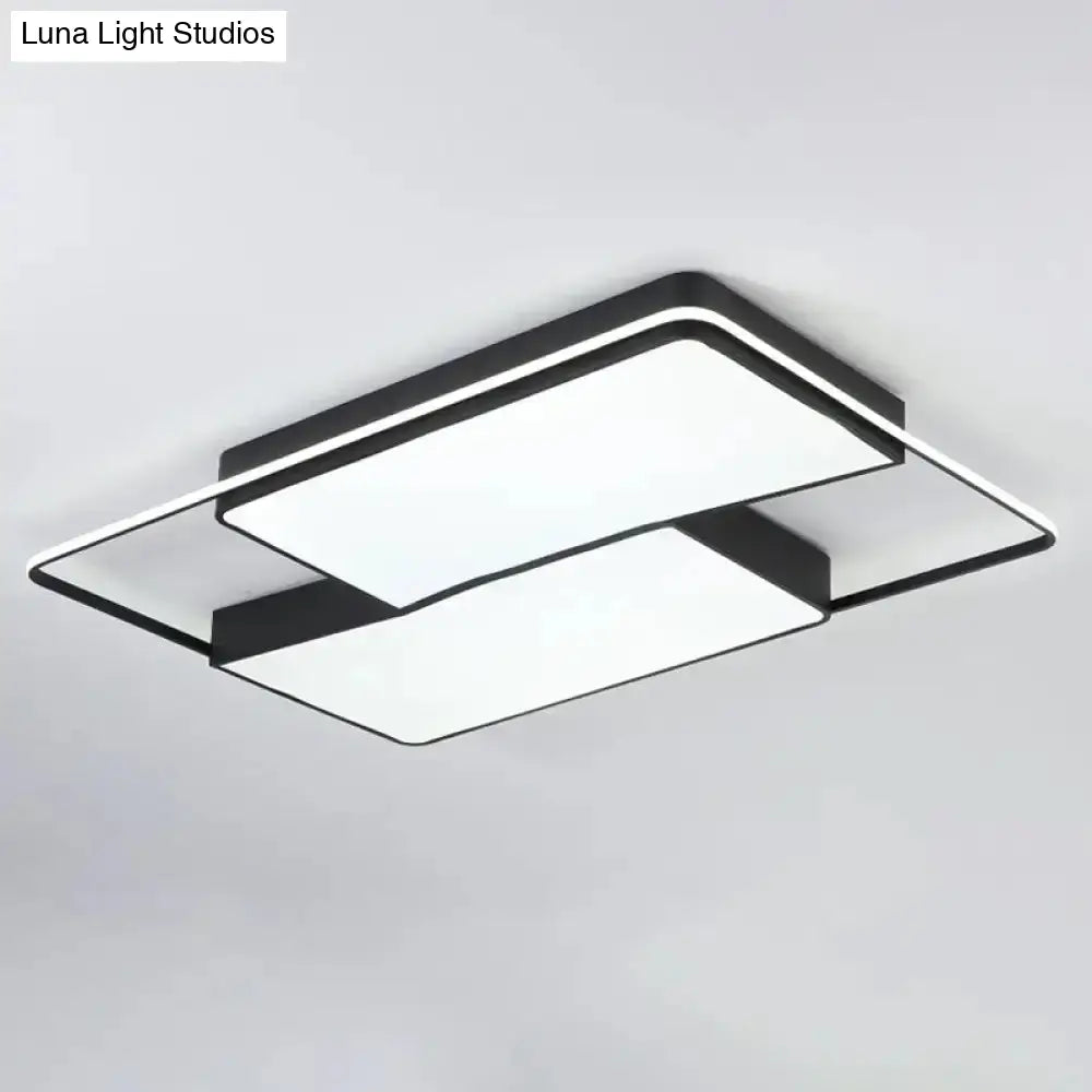 Black Flushmount Led Ceiling Light For Bedroom - Modernist Acrylic Design With/Without Remote