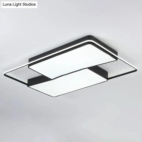 Black Flushmount Led Ceiling Light For Bedroom - Modernist Acrylic Design With/Without Remote