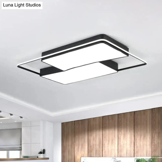 Black Flushmount Led Ceiling Light For Bedroom - Modernist Acrylic Design With/Without Remote