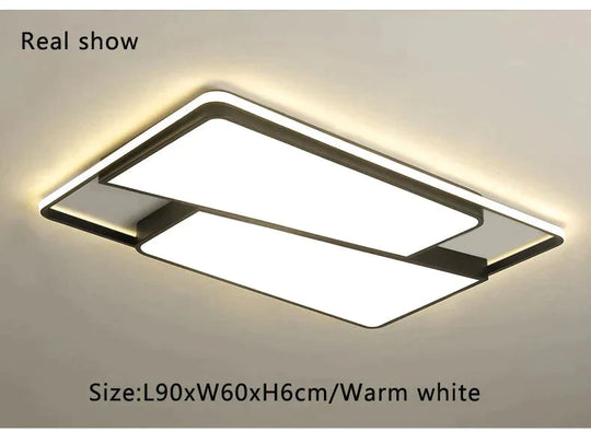 Black Frame Modern Led Ceiling Light For Living Room Bedroom Dining Room Chandelier Lamp Luminaires