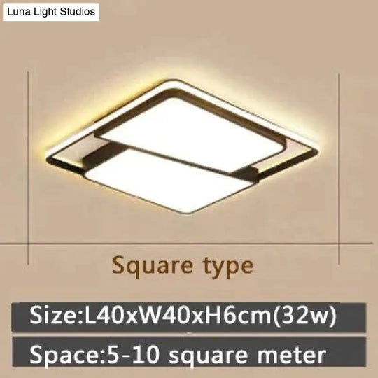 Black Frame Modern Led Ceiling Light For Living Room Bedroom Dining Room Chandelier Lamp Luminaires