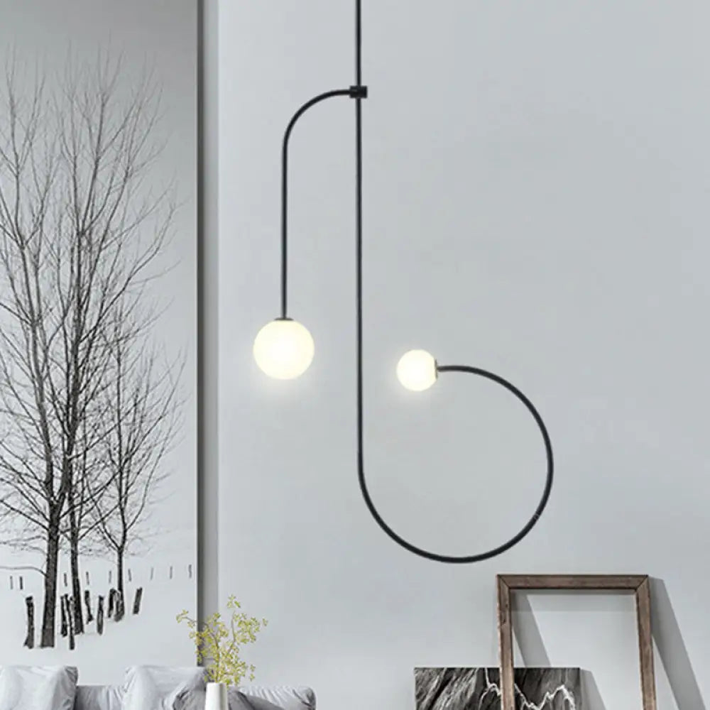 Black Frosted Opal Glass Modo Pendant Chandelier With Led Bulbs