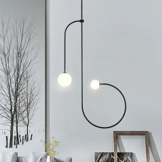 Black Frosted Opal Glass Modo Pendant Chandelier With Led Bulbs