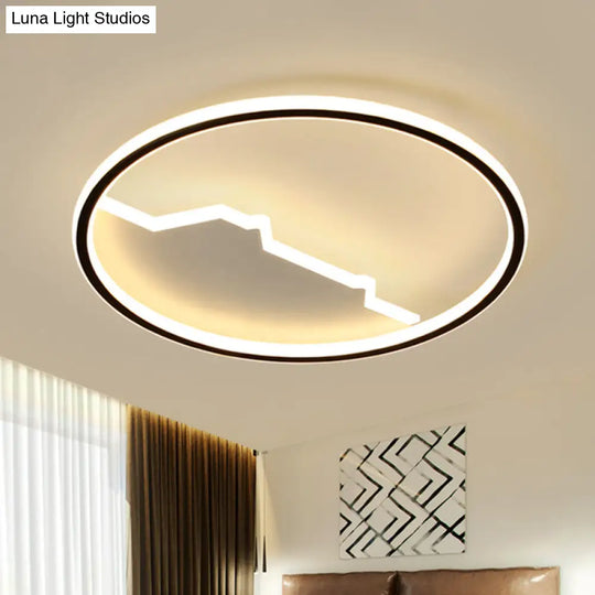 Black Geometric Flush Mount Ceiling Light - Acrylic Led Modernism 16.5/20.5 Wide