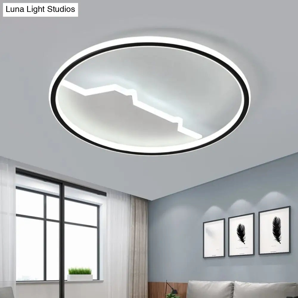 Black Geometric Flush Mount Ceiling Light - Acrylic Led Modernism 16.5/20.5 Wide / 16.5