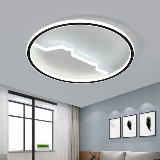 Black Geometric Flush Mount Ceiling Light - Acrylic Led Modernism 16.5’/20.5’ Wide / 16.5’