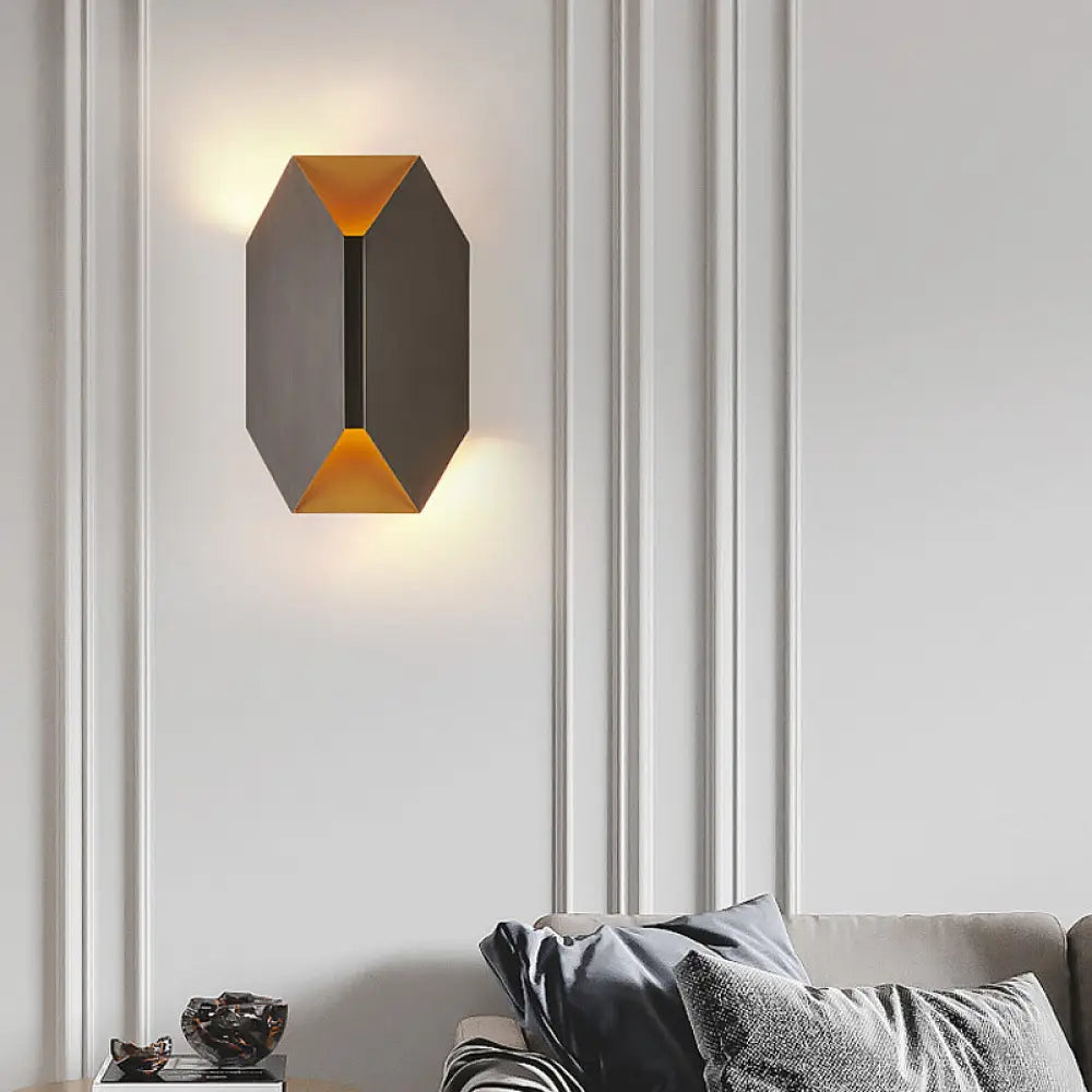 Black Geometric Led Wall Lamp With Metal Shade - Modern 1 Light Mounted Lighting