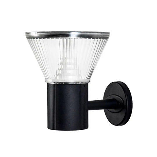 Black Geometric Led Wall Sconce - Outdoor Solar Lighting Fixture / B