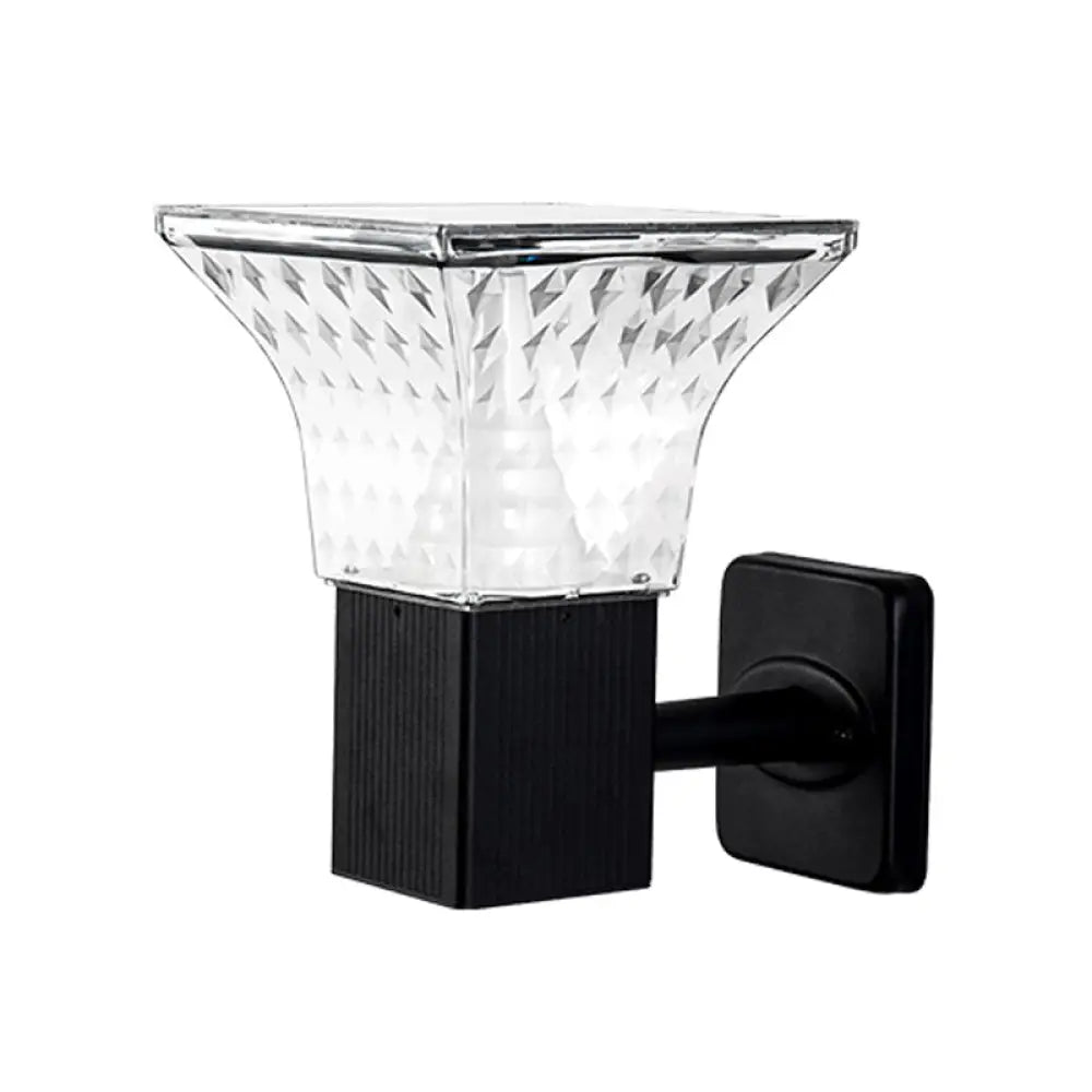 Black Geometric Led Wall Sconce - Outdoor Solar Lighting Fixture / D