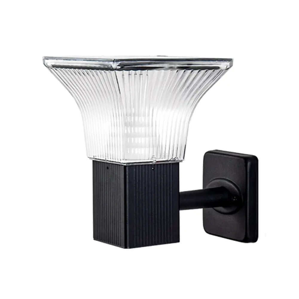 Black Geometric Led Wall Sconce - Outdoor Solar Lighting Fixture / E