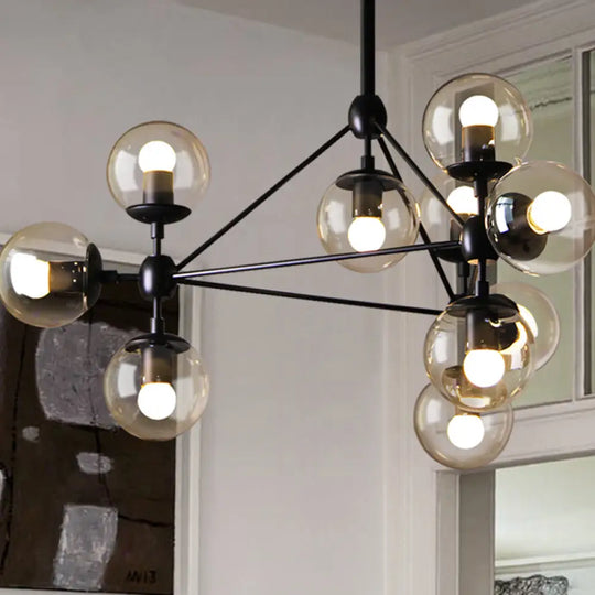 Black Glass Ball Chandelier - Loft Style Hanging Light Fixture For Bedroom 10 /